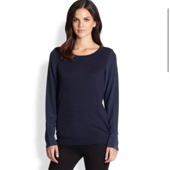 Joie Kelsea Silk & Cashmere Blend Sweater Blouse Blue Size Medium - Picture 10 of 11